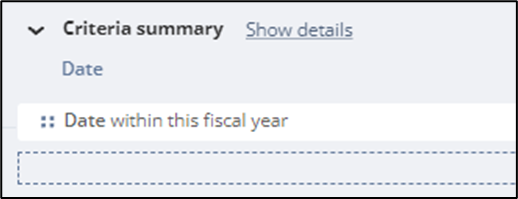 Criteria Summary Filters